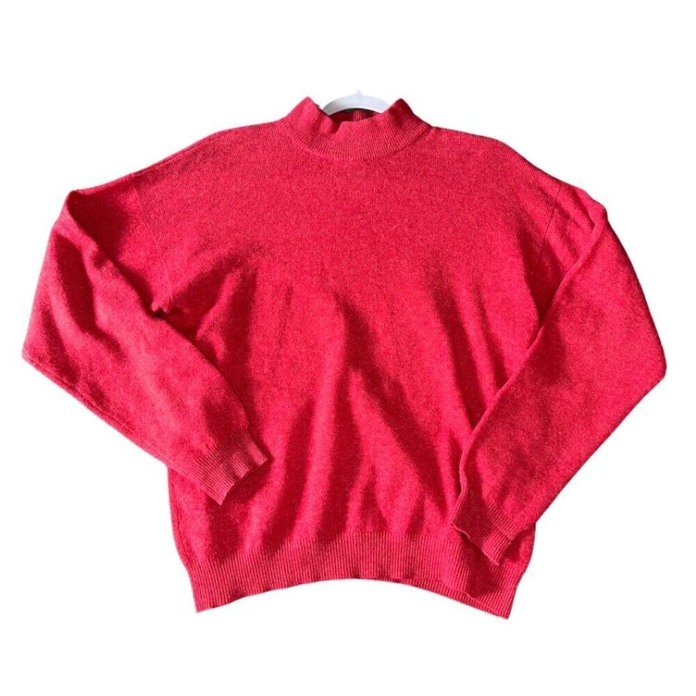 Red 100% Cashmere Turtleneck Vintage Women's Long Sleeve Sweater Size Small